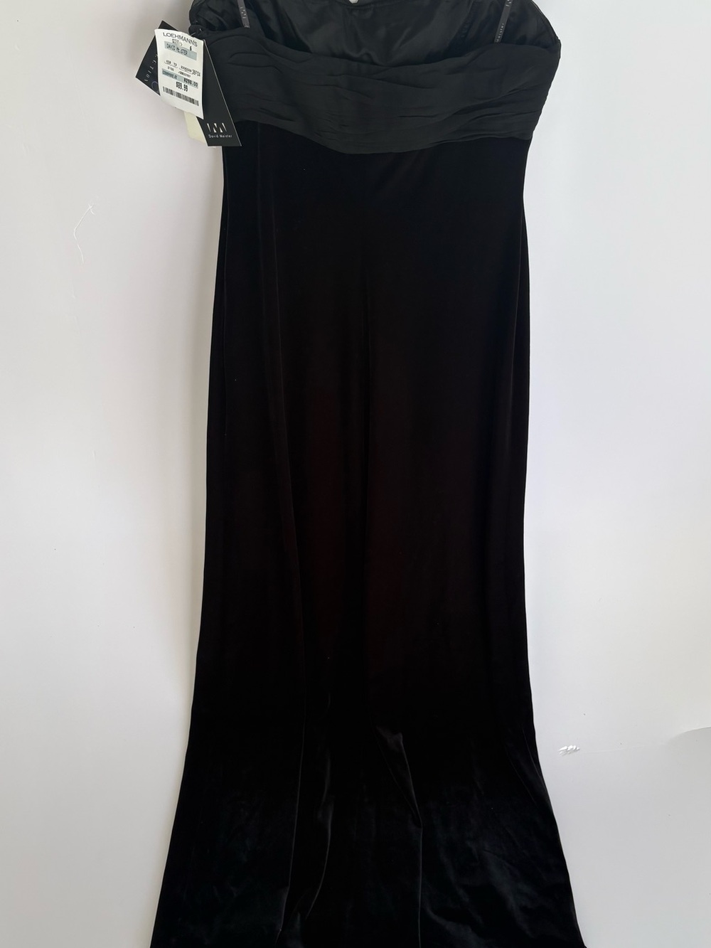 David Meister Black Strapless Velvet Maxi Gown